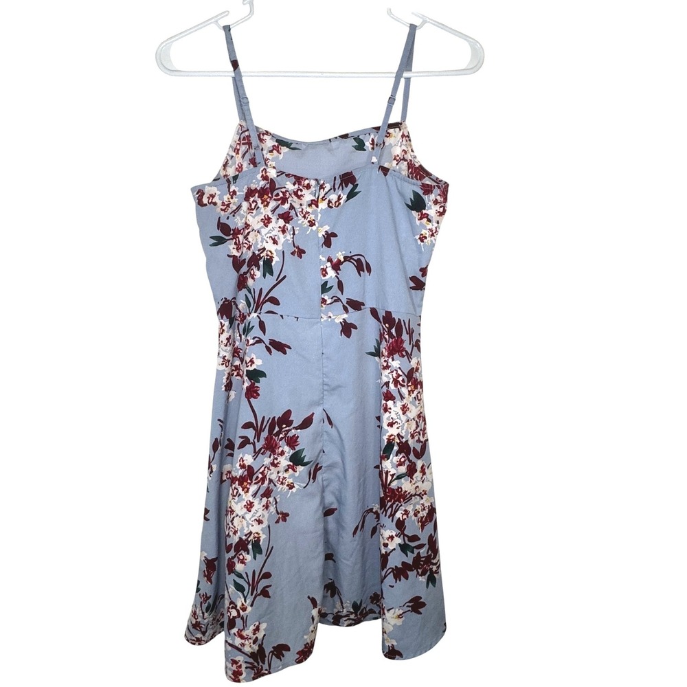 Berrylush Floral Mini Dress Womens Small Blue Sleeveless Adjustable Strap Summer - Picture 2 of 11